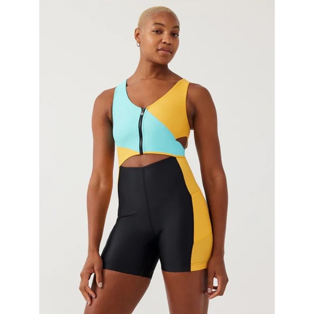 NWT Outdoor Voices Splashknit Bodysuit Multicolor Colorblocked Cut Out Size XS